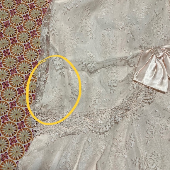 Vintage Barbara Chodos for Michael Marcella Peach Lace Drop Waist Dress | 80s - Picture 16 of 16